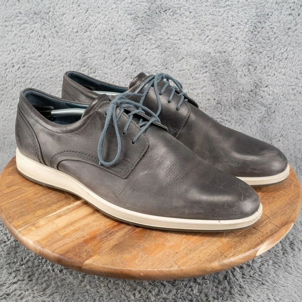 ECCO Navy Blue Leather Casual Blucher Oxfords Euro 47 Men 13 M